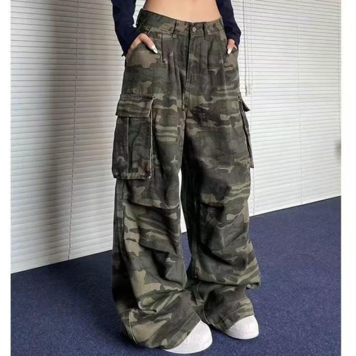 Sosana - Low Rise Camouflage Pocket Loose-Fit Wide-Leg Cargo Pants